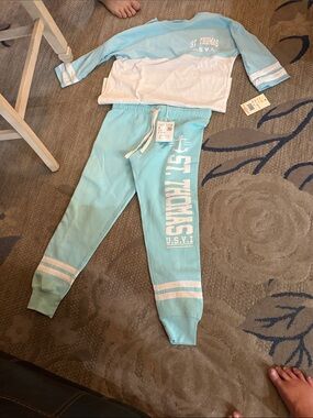 O'Neill Light Aqua women's Sweatpants with White Stripes and sweatshirt